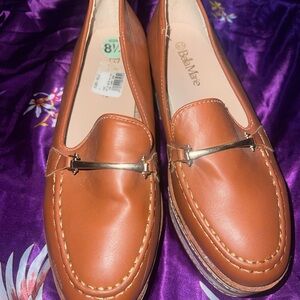 Splilt leather women shoes flat